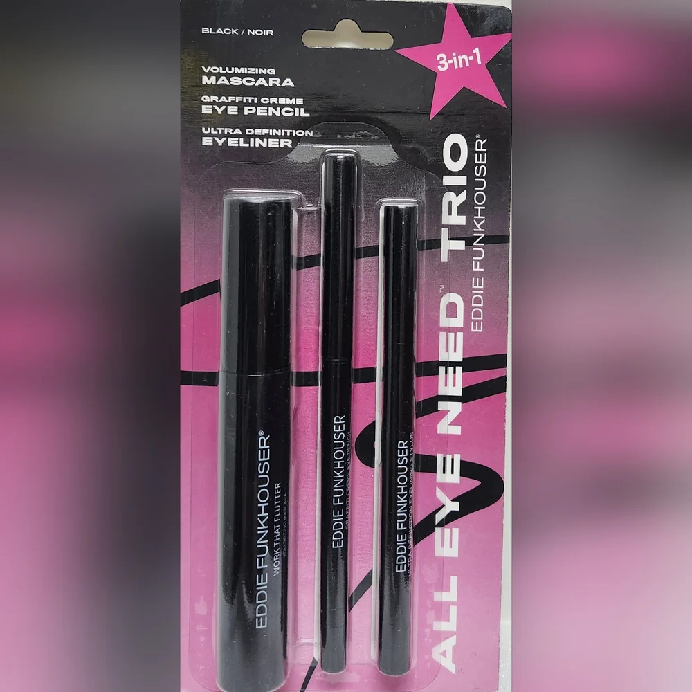 EDDIE FUNKHOUSER ALL EYE NEED Set: Mascara & Eyeliner Trio NEW